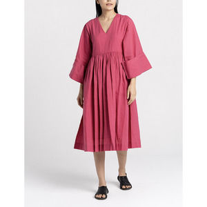 Madewell - World of Crow Pink Rose Gathered A-Line Midi Dress Size XL